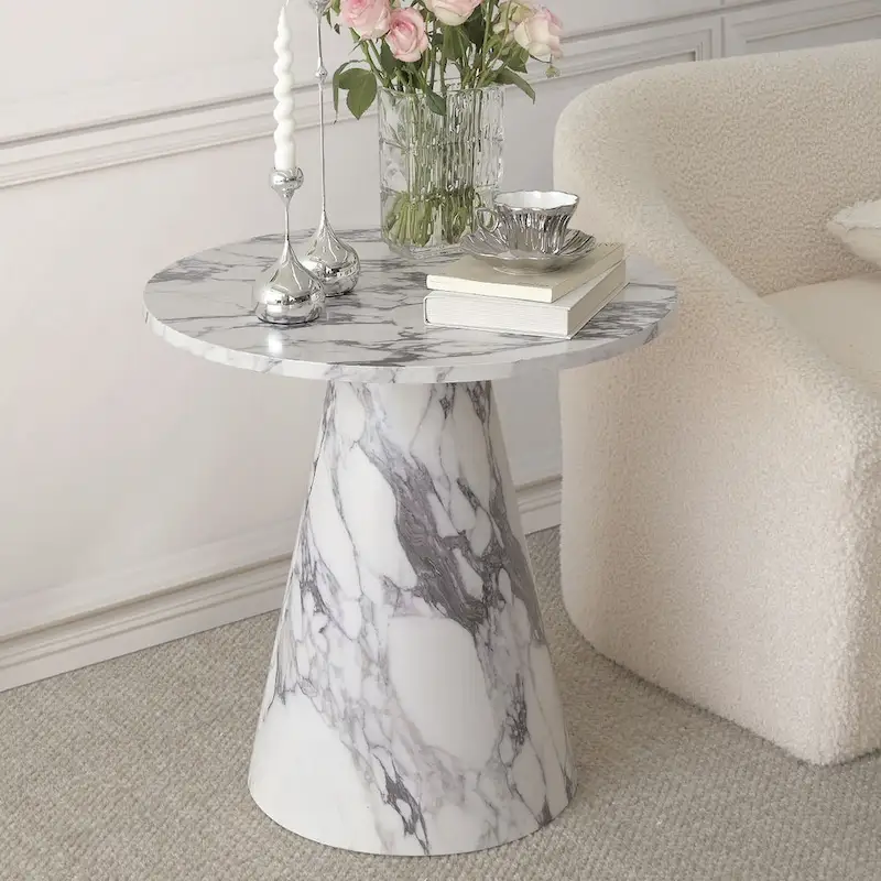 24 Inch Round Black Pedestal End Table
