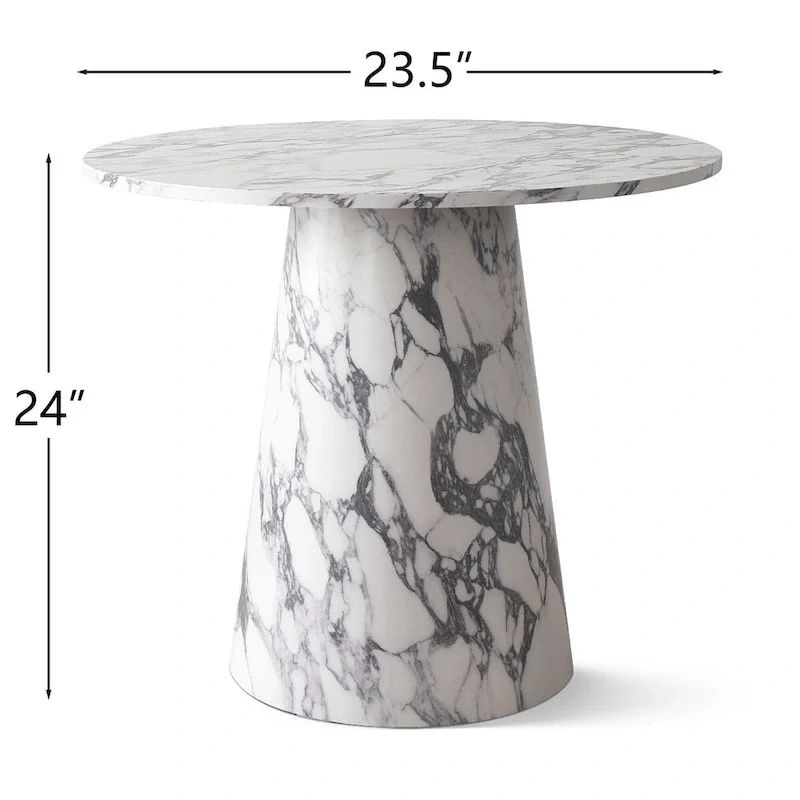24 Inch Round Black Pedestal End Table