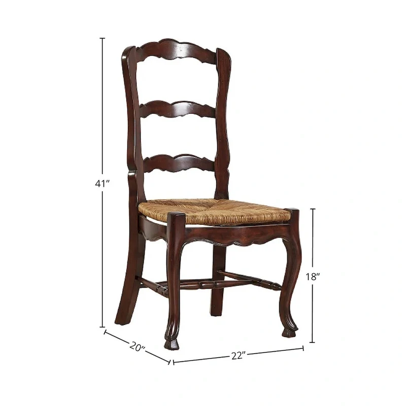 French Ladderback Mahogany Dining Chair, Brown