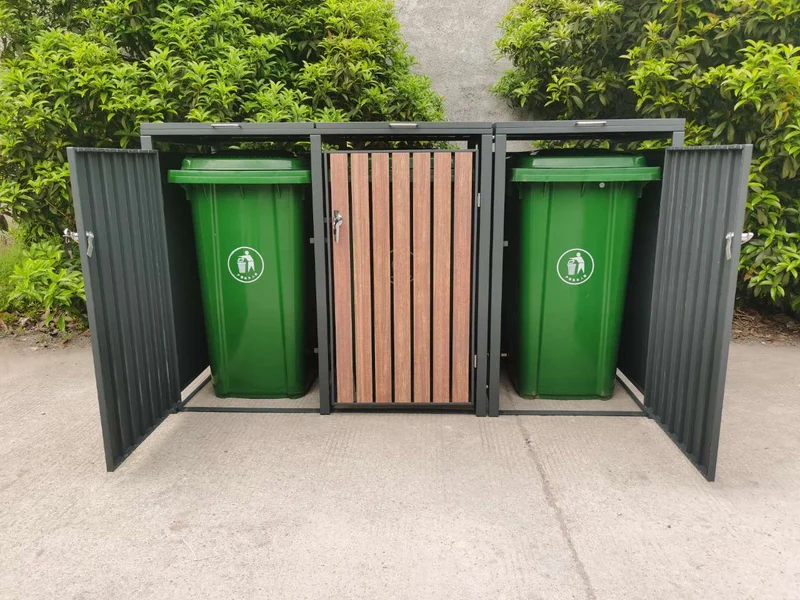 BOSCO Mülltonnenbox-Nussbaum Optik, 3er Modell