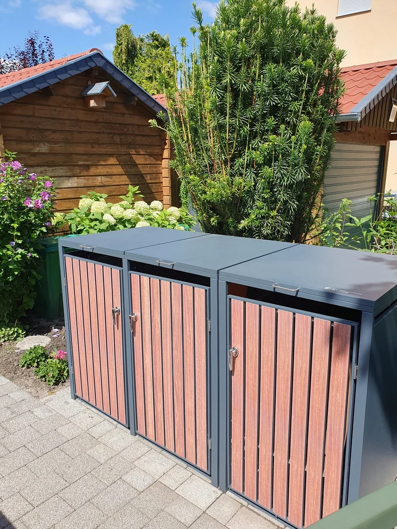 BOSCO Mülltonnenbox-Nussbaum Optik, 3er Modell