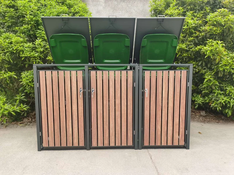 BOSCO Mülltonnenbox-Nussbaum Optik, 3er Modell