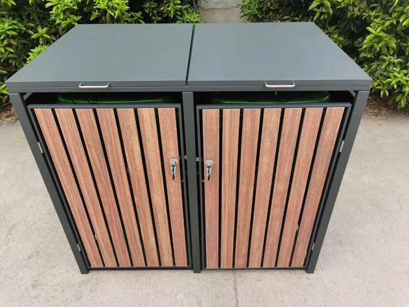 BOSCO Mülltonnenbox-Nussbaum Optik, 4er Modell