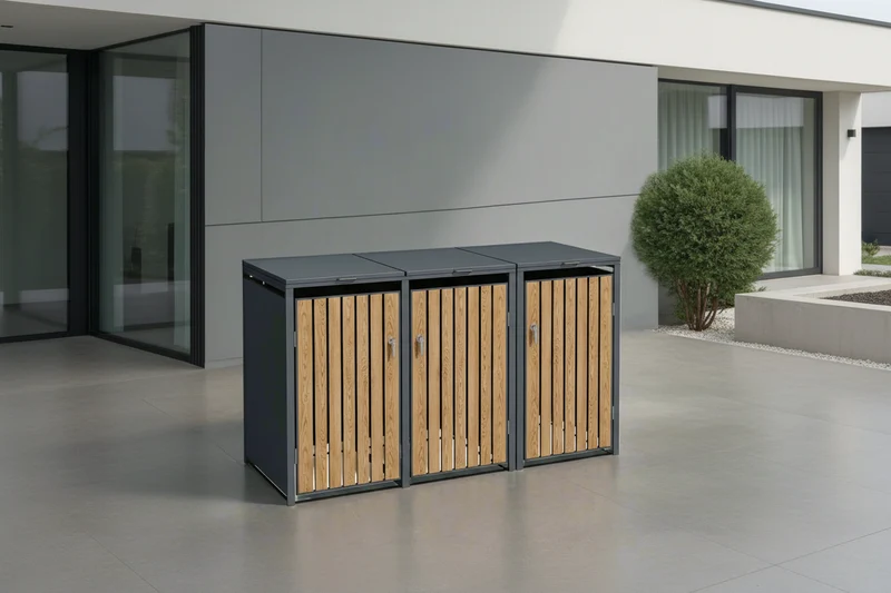 BOSCO Mülltonnenbox-Lärche Optik, 3er Modell