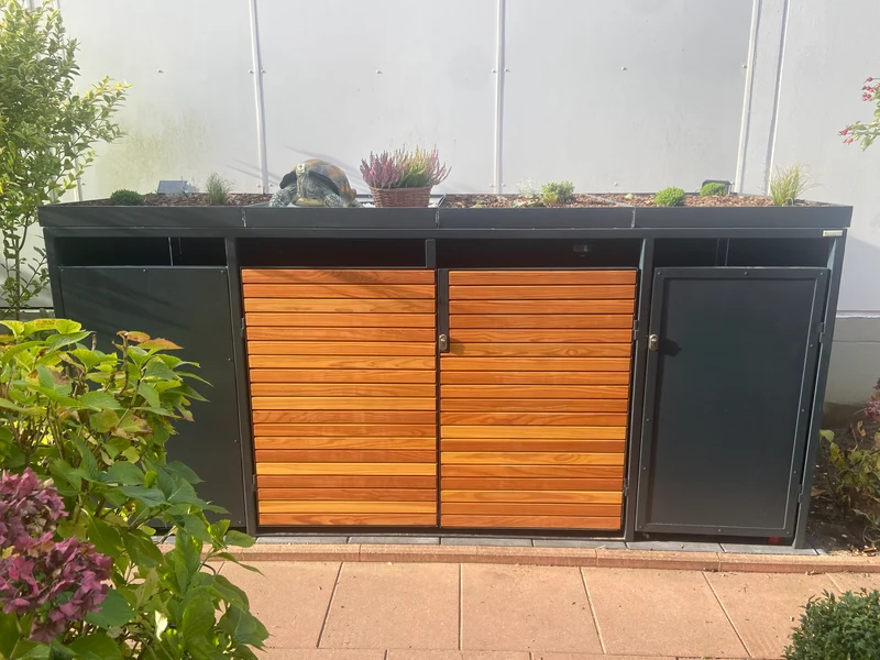 3,10m Fahrradbox / Allzweckbox, Metall Holz mit Pflanzdach