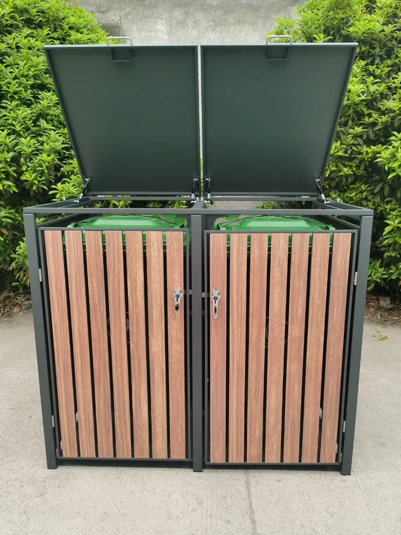 BOSCO Mülltonnenbox-Nussbaum Optik, 2er Modell