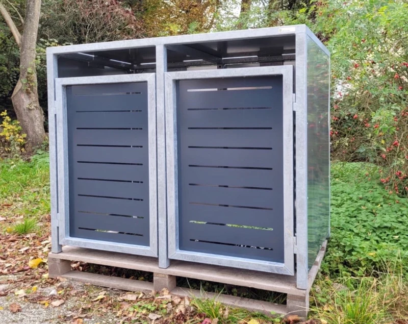 PREMIUM Design Zink 2er Mülltonnenbox