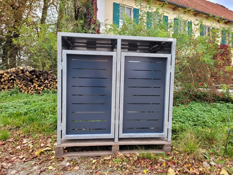 PREMIUM Design Zink 2er Mülltonnenbox