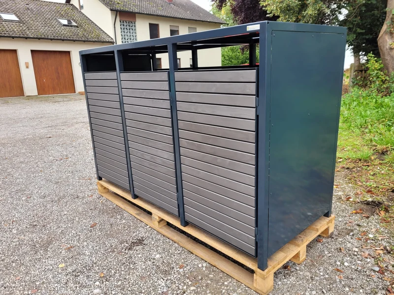 Doppeltür PREMIUM Holz Mülltonnenbox mit Holztüren
