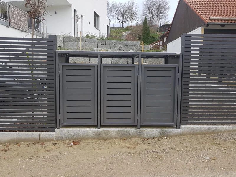 Doppeltür PREMIUM Design 3er Mülltonnenbox