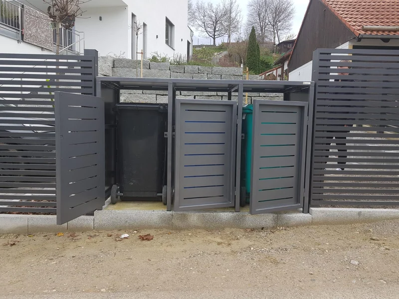 Doppeltür PREMIUM Design 3er Mülltonnenbox