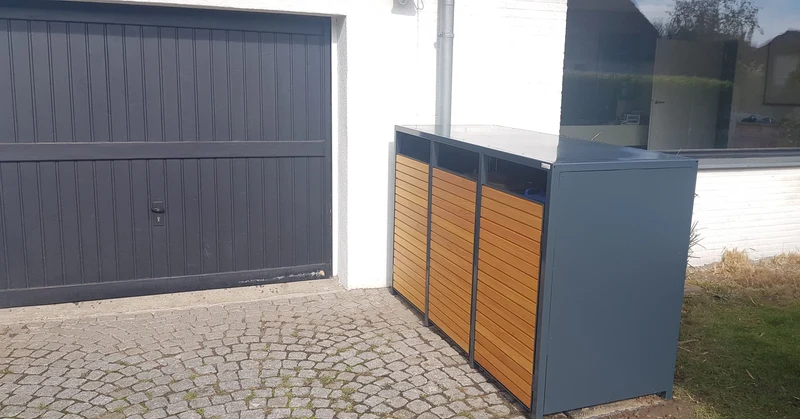 PREMIUM Holz 3er Mülltonnenbox mit Holztüren
