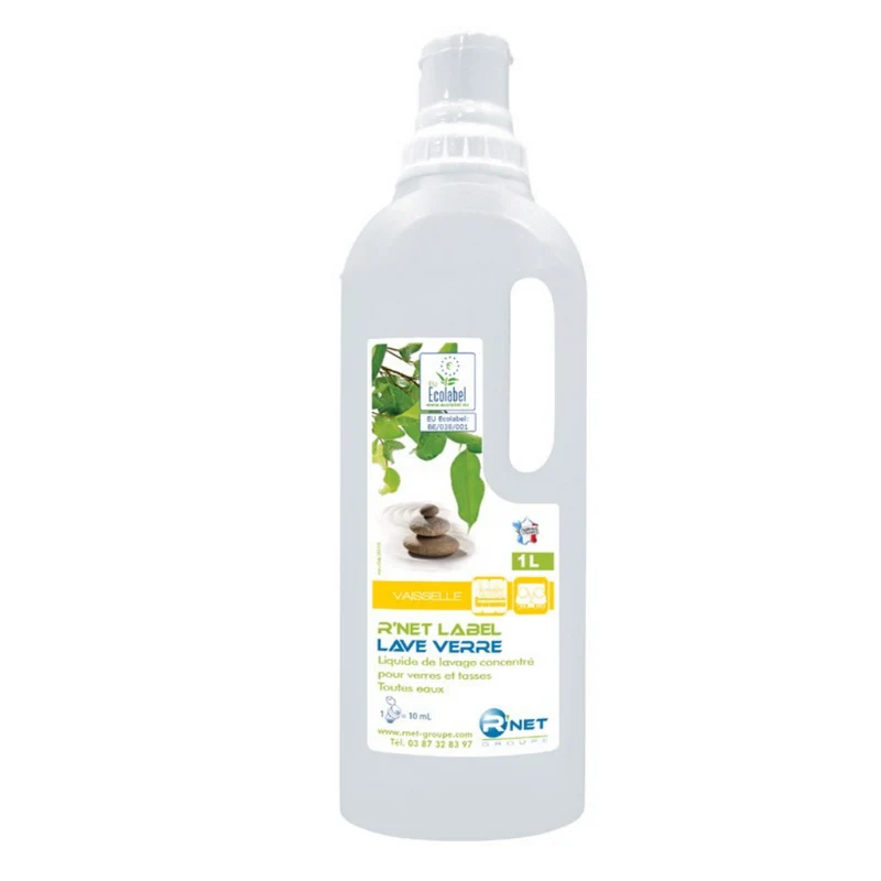 LIQUIDE SPÉCIAL LAVE VERRE À ACTION RAPIDE, ANTI-CALCAIRE ECOLABEL avec doseur 1L