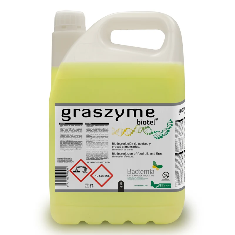 Graszyme - Dissout et dégrade les huiles et graisses. Elimine les odeurs . Pour pièges et séparateurs de graisses - Bidon de 5 kg