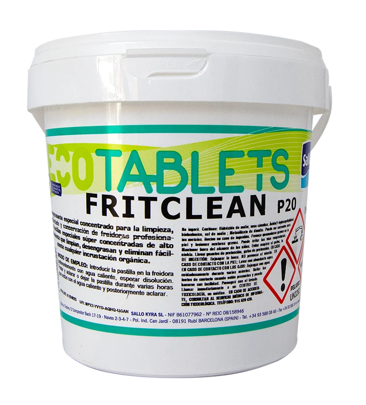 Fritclean P20 - Dégraissant concentré pour le nettoyage des friteuses professionnelles - Seau de 36 tablettes de 20g