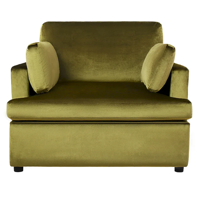 Green Modern 37 Accent chair with Plastic Legs and Pillows for Living Room