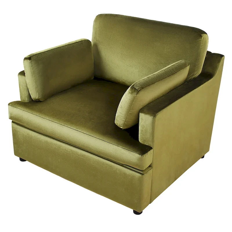 Green Modern 37 Accent chair with Plastic Legs and Pillows for Living Room