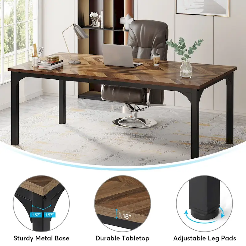 70.8 Inch Executive Desk, Large Office Computer Desk