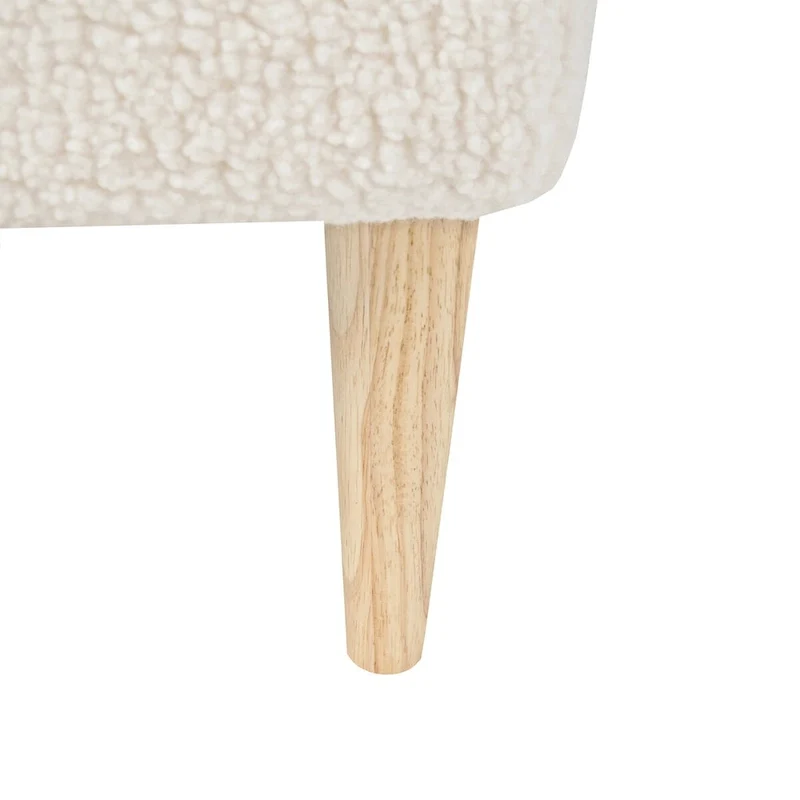 Elden Side Table Foot Stool Padded Boucle Ottoman with Wood Legs