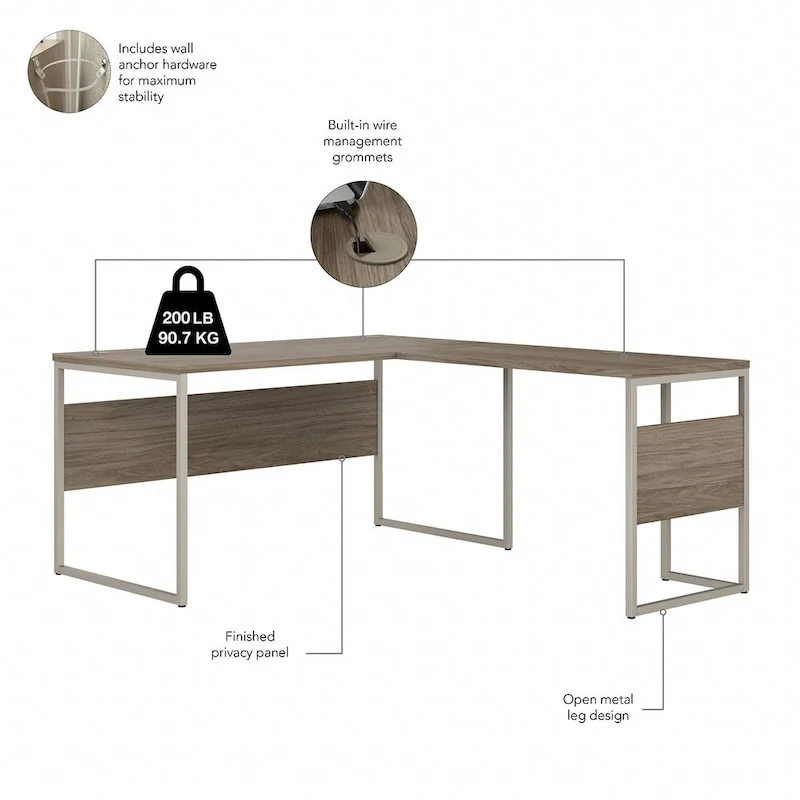 Hybrid 60W x 30D L Shaped Table Desk by Bush Business Furniture