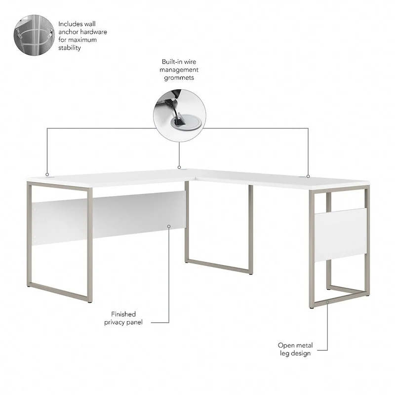 Hybrid 60W x 30D L Shaped Table Desk by Bush Business Furniture