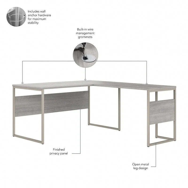 Hybrid 60W x 30D L Shaped Table Desk by Bush Business Furniture