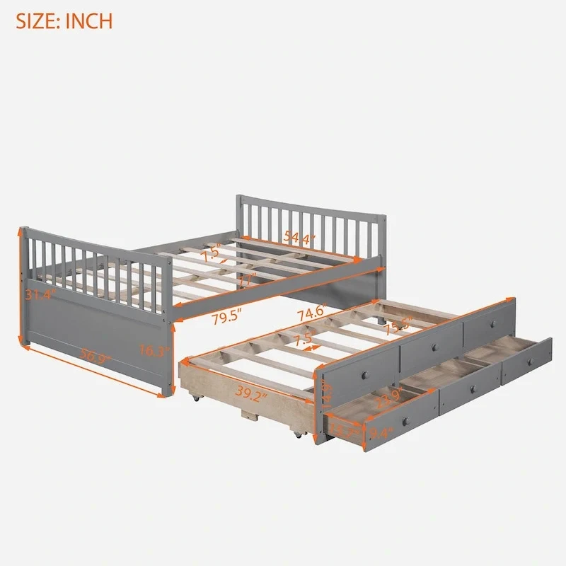Full size Daybed with Twin size Trundle