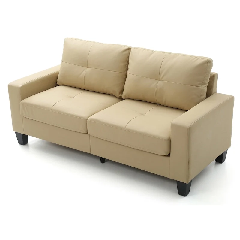 Newbury 71 in. W Flared Arm Faux Leather Straight Sofa - 32L x 71W x 36H