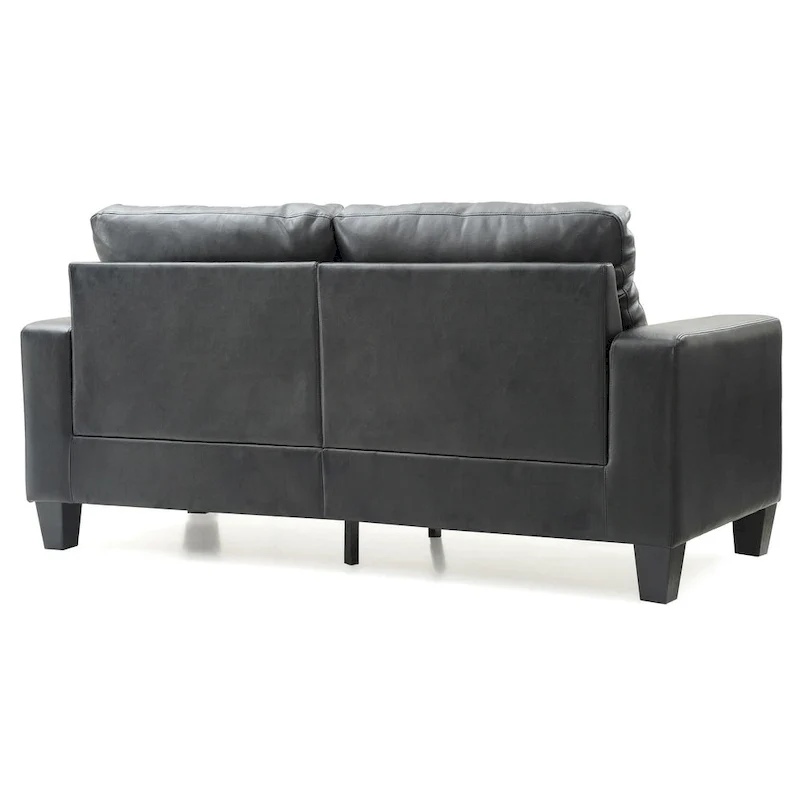 Newbury 71 in. W Flared Arm Faux Leather Straight Sofa - 32L x 71W x 36H