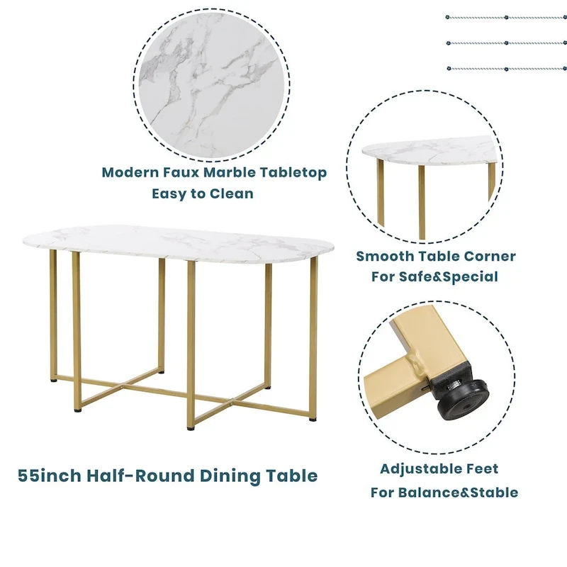 7-Piece Iron Dining Table Set with Table and Six Chairs