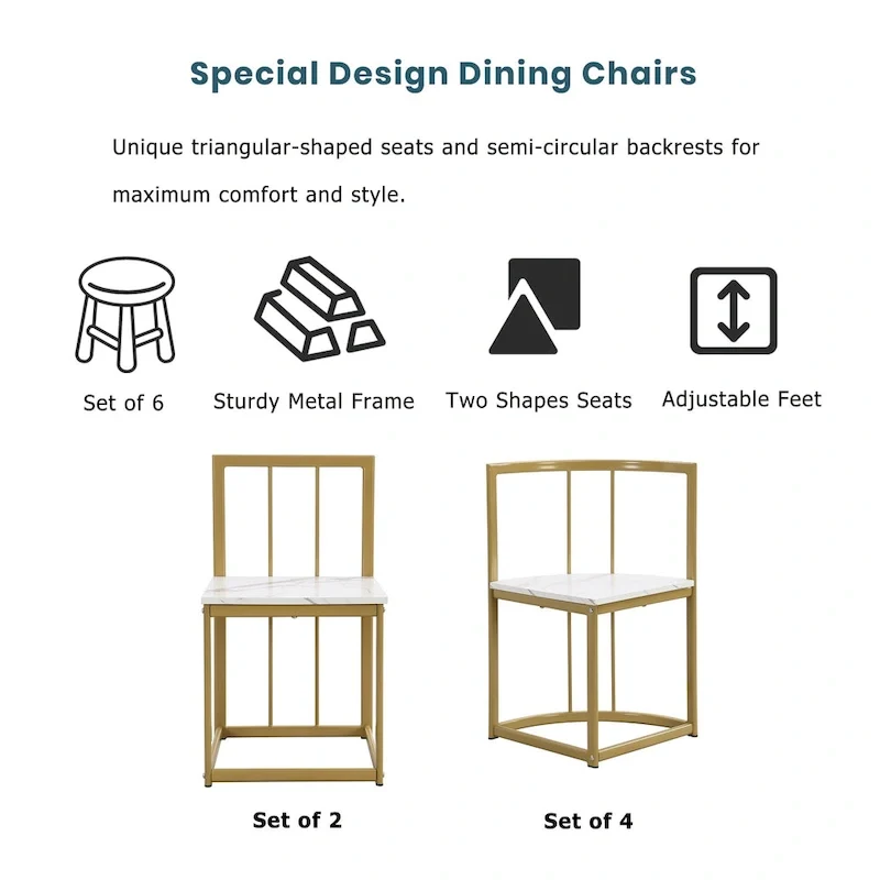 7-Piece Iron Dining Table Set with Table and Six Chairs