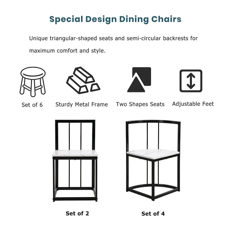 7-Piece Iron Dining Table Set with Table and Six Chairs