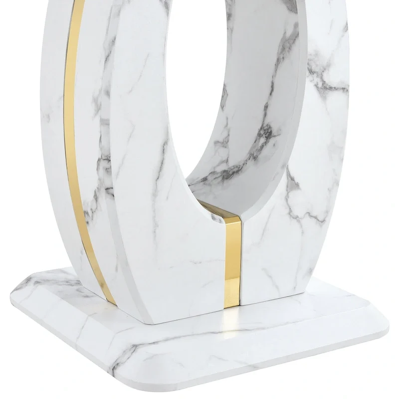 23.6 Modern Square Coffee Table with Gold Plated Decorative Strips for Living Room