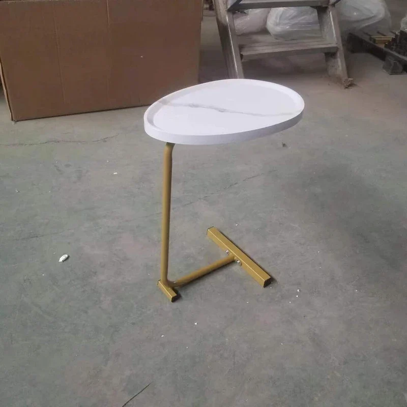 2 PCS White C-shaped Side Table, End Table, Side Table for Couch and Bed