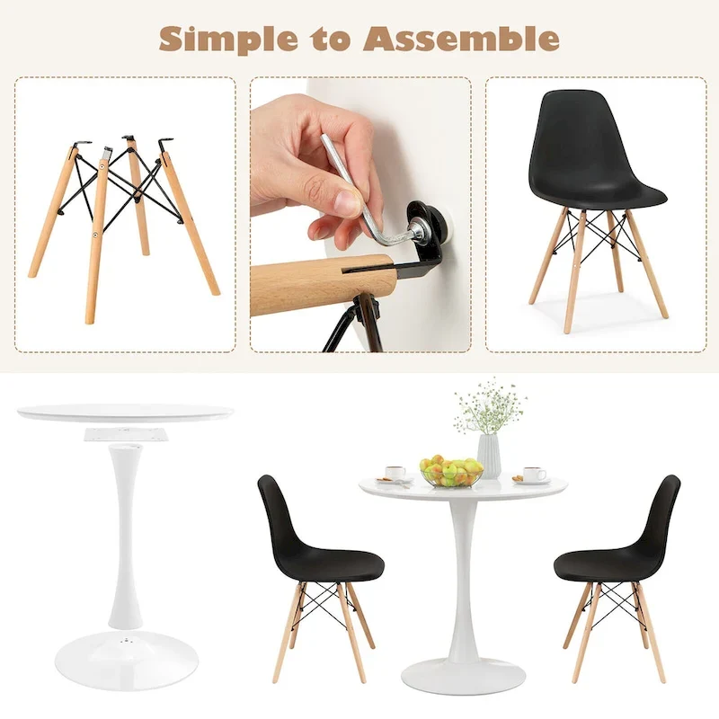 Gymax 5 PCS Dining Set Modern Round Dining Table 4 Chairs for Small