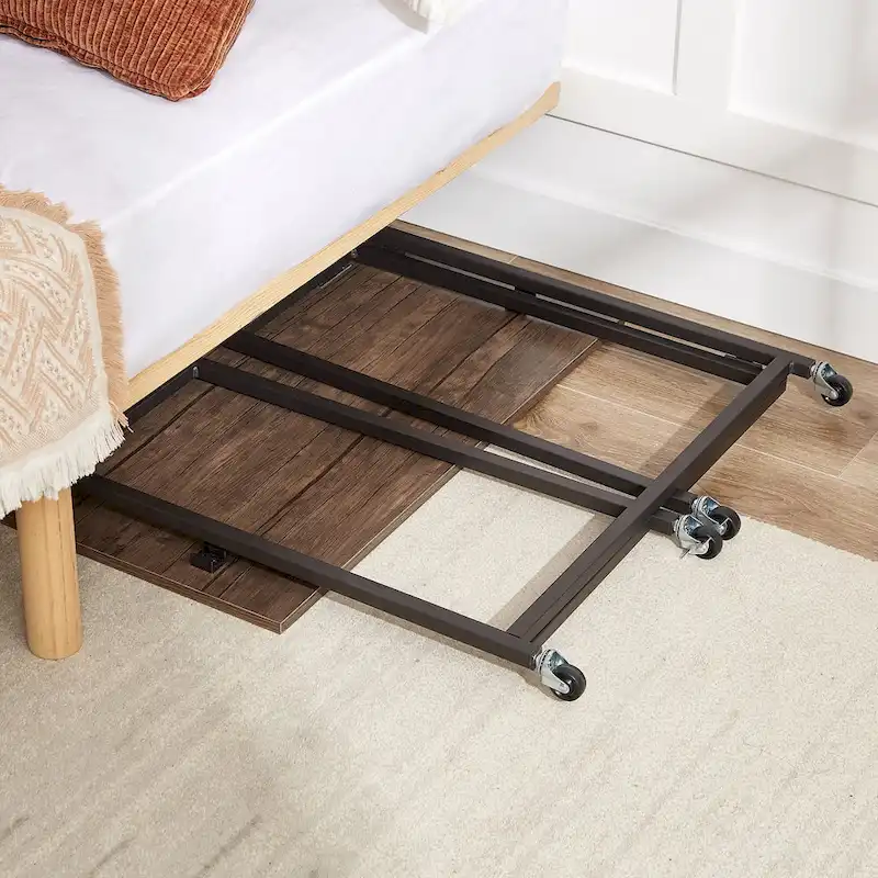 Javlerg Mobile Folding Computer Desk, 31.5 No Assembly Rolling Writing Desk, Space Saving Foldable Laptop Table for Home Office