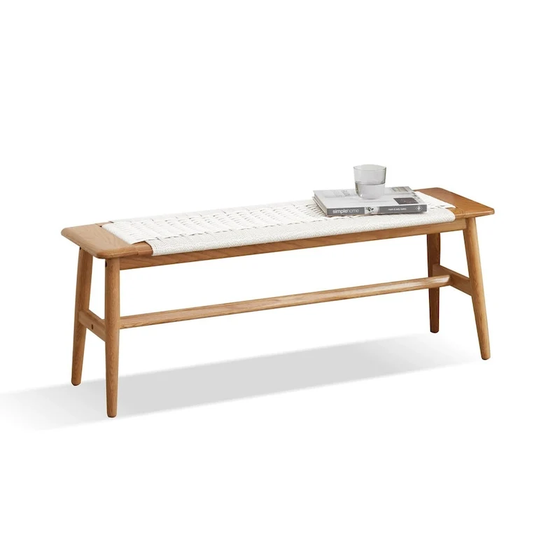 Design Natural Oak Wood Bench Bed Bench for living Room, Bedroom, Bathroom