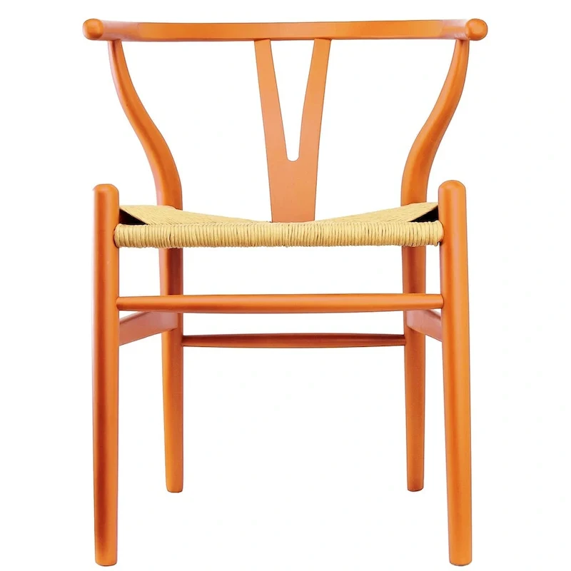 Set of 2 Natural Modern Wood Dining Chair With Back Y Arm Armchair Hemp Seat Home Restaurant Office Desk Work Kitchen