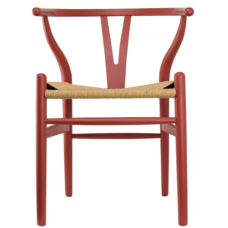 Set of 2 Natural Modern Wood Dining Chair With Back Y Arm Armchair Hemp Seat Home Restaurant Office Desk Work Kitchen