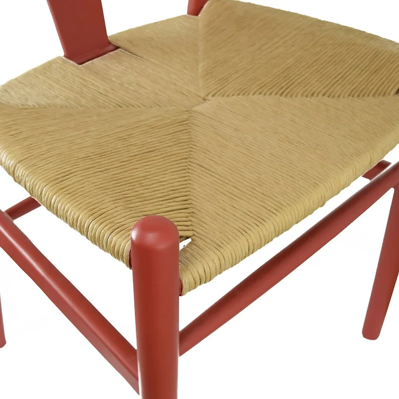 Set of 2 Natural Modern Wood Dining Chair With Back Y Arm Armchair Hemp Seat Home Restaurant Office Desk Work Kitchen
