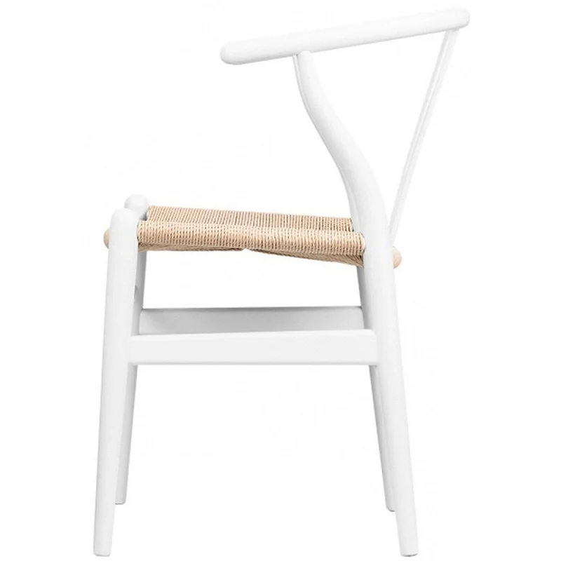 Set of 2 Natural Modern Wood Dining Chair With Back Y Arm Armchair Hemp Seat Home Restaurant Office Desk Work Kitchen