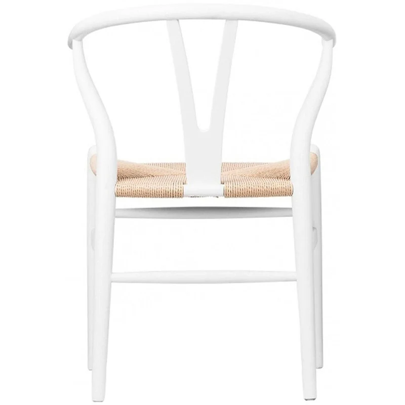 Set of 2 Natural Modern Wood Dining Chair With Back Y Arm Armchair Hemp Seat Home Restaurant Office Desk Work Kitchen