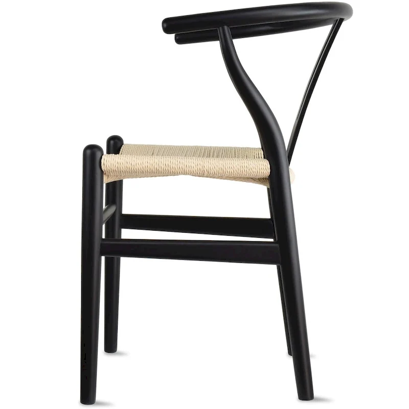 Set of 2 Natural Modern Wood Dining Chair With Back Y Arm Armchair Hemp Seat Home Restaurant Office Desk Work Kitchen
