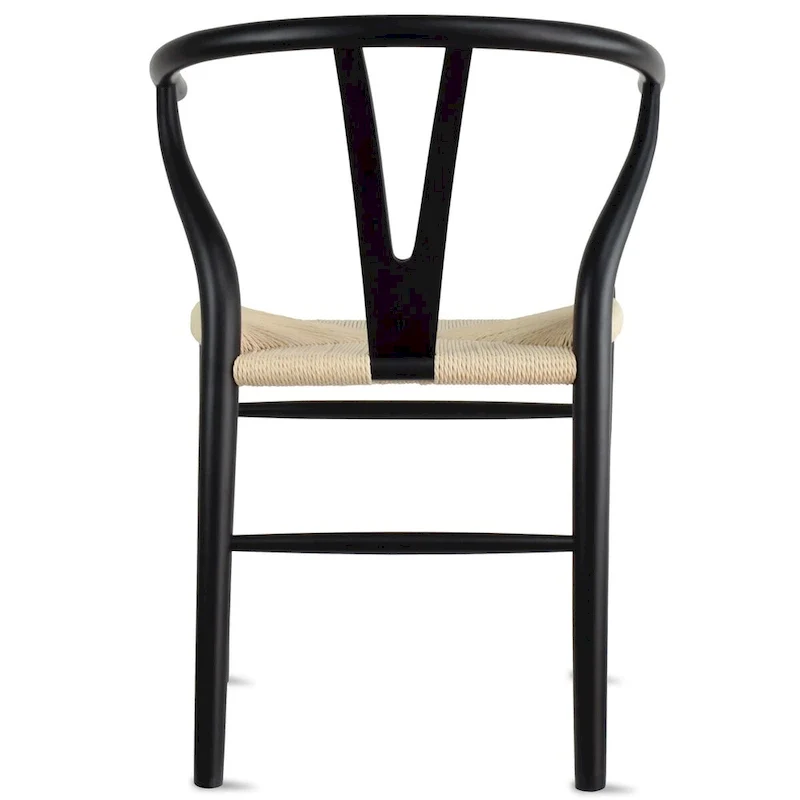 Set of 2 Natural Modern Wood Dining Chair With Back Y Arm Armchair Hemp Seat Home Restaurant Office Desk Work Kitchen
