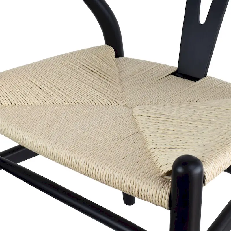 Set of 2 Natural Modern Wood Dining Chair With Back Y Arm Armchair Hemp Seat Home Restaurant Office Desk Work Kitchen
