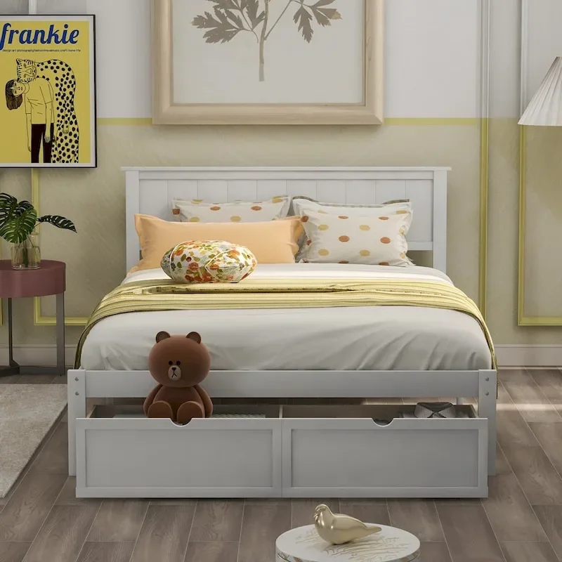 Modern Platform Bed with Under-bed Drawer