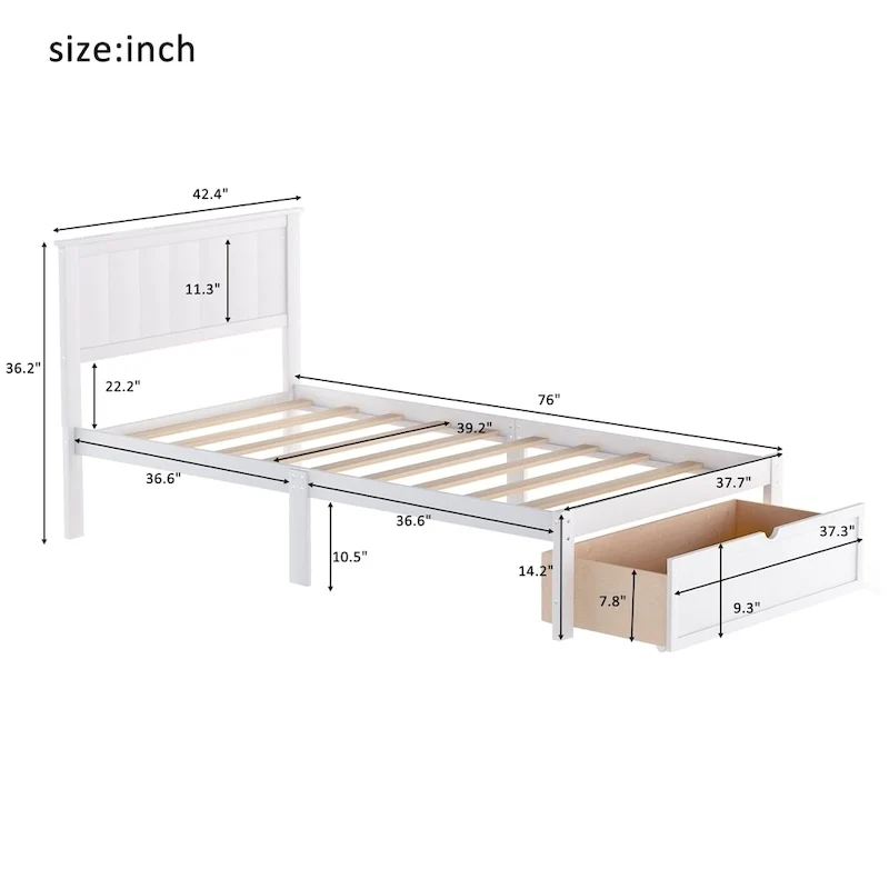 Modern Platform Bed with Under-bed Drawer