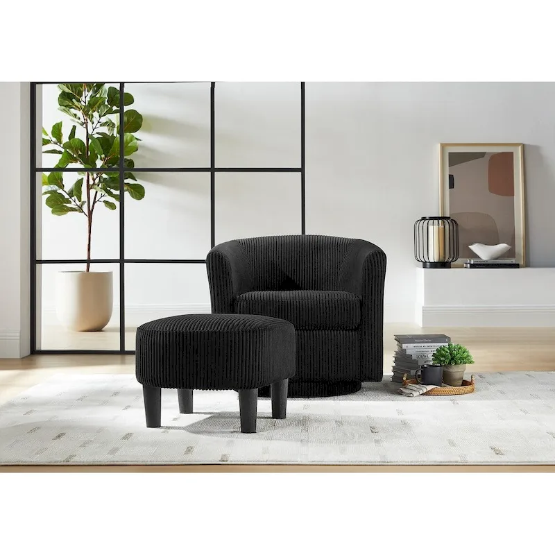 Swivel Accent Single Sofa Chair with Ottoman