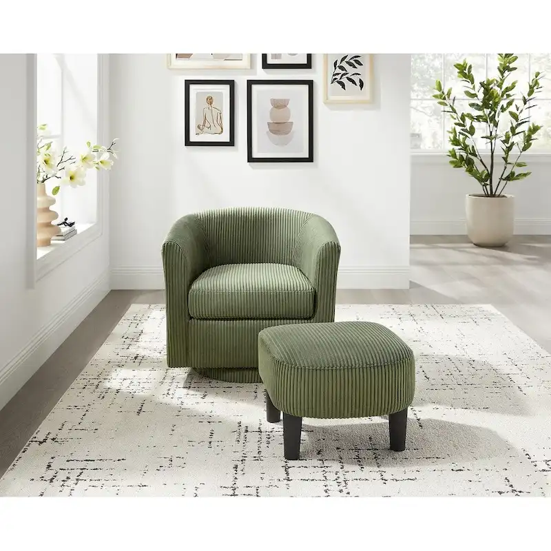 Swivel Accent Single Sofa Chair with Ottoman
