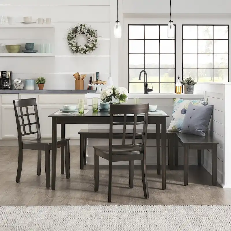 Wilmington II Rectangular Antique Black Breakfast Nook Set by iNSPIRE Q Classic